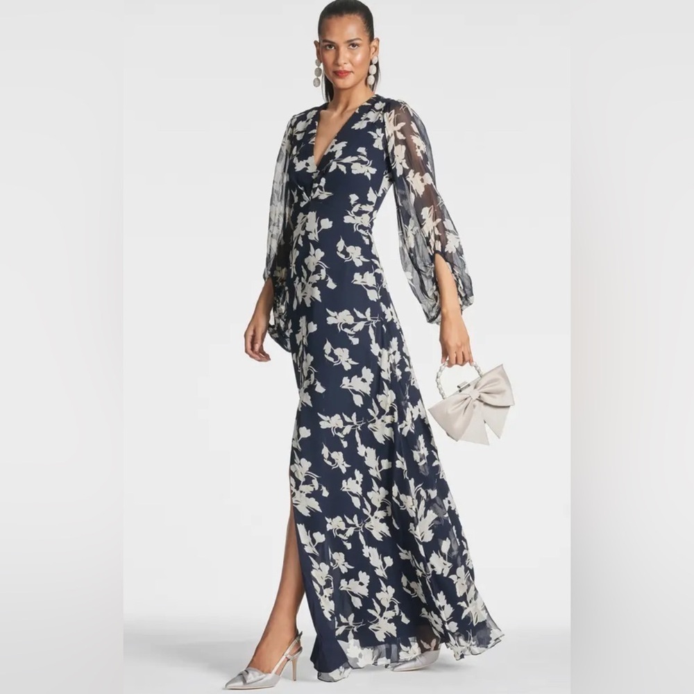 Sachin & Babi Jenny Floral Balloon Sleeve Gown size 6 NWT.